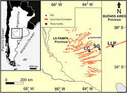 Cerro Azul Formation outcrop map.png