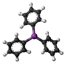 Ball-and-stick model of the triphenylstibine molecule