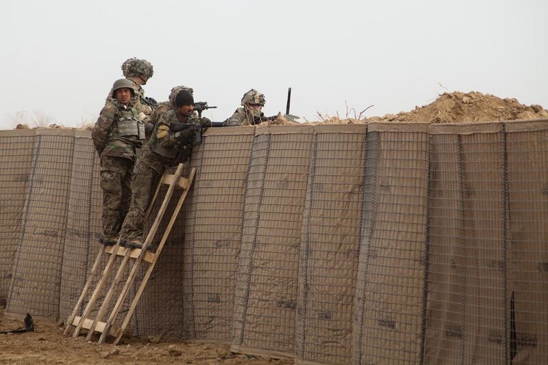 File:U.S. Soldiers and Afghan soldiers provide security while standing behind HESCO barriers during strongpoint construction at Zharay district, Kandahar province, Afghanistan, Feb 120210-A-QD683-134.jpg