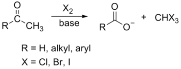 Haloform reaction scheme