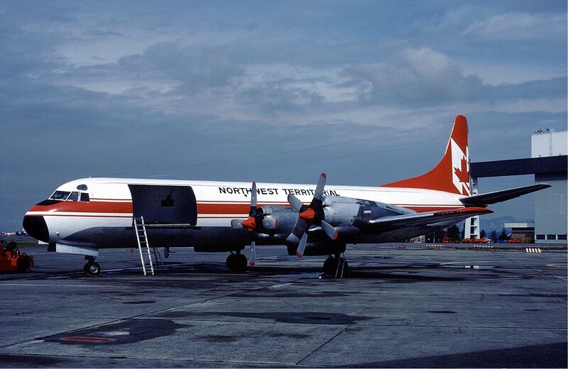 File:NWT Air Lockheed Electra at Vancouver Airport in August 1983.jpg