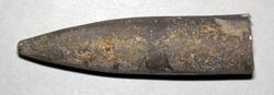 Pachyteuthis densus (fossil belemnite) (Swift Formation, Jurassic; Carbon County, Montana, USA) 1 (49075434606).jpg