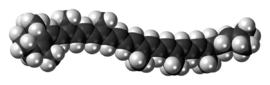 Space-filling model of the γ-carotene molecule