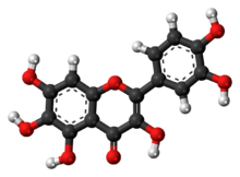 Ball-and-stick model of the quercetagetin molecule