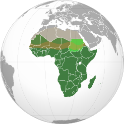 Geographical map of sub-Saharan AfricaTemplate:Center block