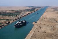 USS America (CV-66) in the Suez canal 1981.jpg