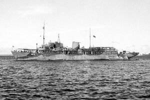 USS Hilo (AGP-2) at anchor off Mios Woendi island, Dutch New Guinea, on 8 September 1944 (80-G-258698).jpg