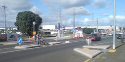 Cyclists Crossing Refuge Crossing Onehunga.jpg