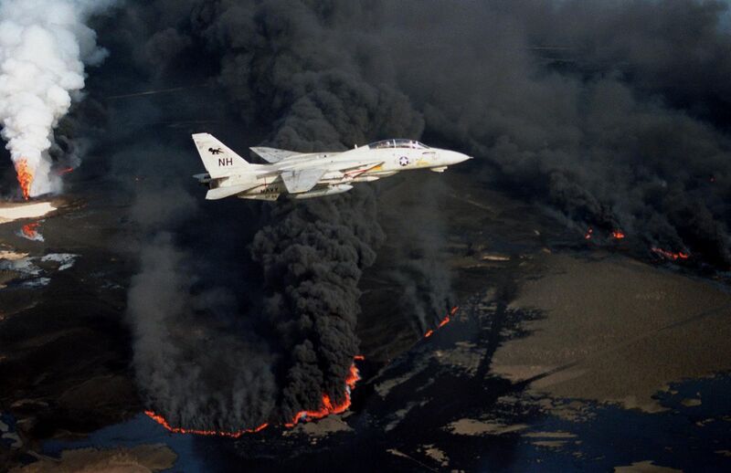File:F-14A VF-114 over burning Kuwaiti oil well 1991.JPEG