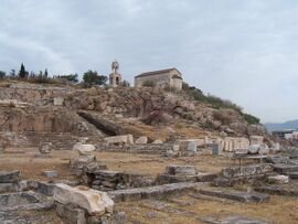 View over the excavation site towards Eleusis.