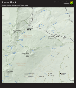 Lemei Rock in the Indian Heaven Wilderness Visitor Map.png