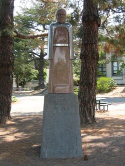 Louis Pasteur statue, San Rafael High School (crop).jpg