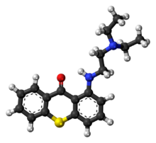 Ball-and-stick model of the lucanthone molecule