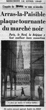 Newspaper headline and photo of the Grand-Place of Arras