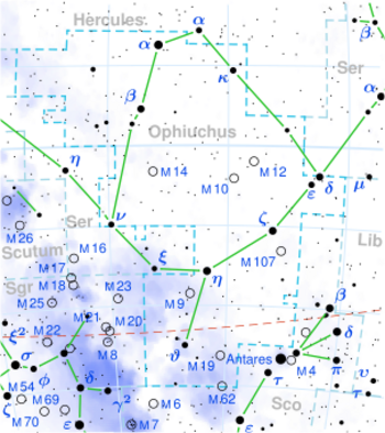 70 Ophiuchi is located in the constellation Ophiuchus