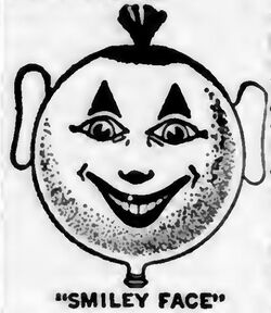 A smiley face balloon from a Gregory FUNNY-B'LOONS ad on page 20 of The Billboard March 18 1922.jpg