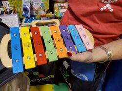 Rainbow-colored toy xylophone