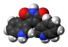 Space-filling model of the bisindolylmaleimide molecule