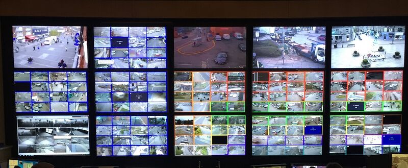File:CCTV control room monitor wall.jpg