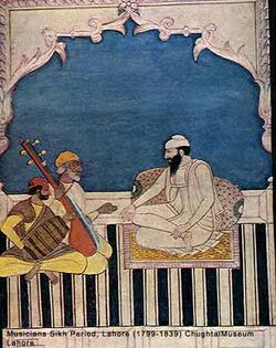 Painting from Lahore of musicians from the Sikh period (1799–1849).jpg