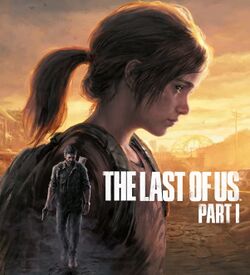 Ellie looks somberly to the right in the background, with a smaller image of Joel looking down in the foreground. The white text on screen says "The Last of Us Part I".