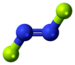 trans-dinitrogen difluoride ball-and-stick model