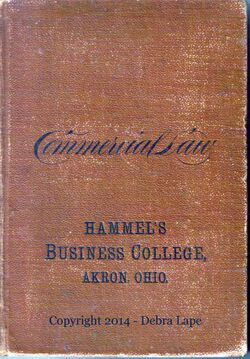 1896.03.30 Hammel's Business College, Commercial Law, inside cover signed Arville Lape with date, copyright Debra Lape.jpg