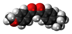 Space-filling model of the avobenzone molecule