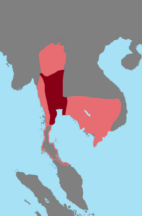 The Ayutthaya Kingdom's sphere of influence in 1605, following the military campaigns of King Naresuan.[2]