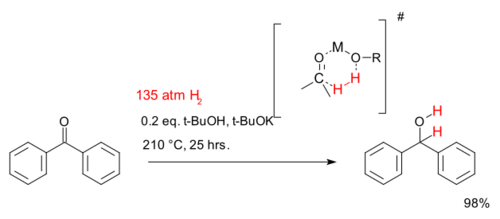 Base-catalyzed hydrogenation of ketones.
