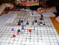 Group of people playing Dungeons & Dragons tabletop RPG.