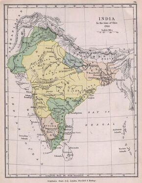 The Maratha Confederacy at its peak in 1758 (Yellow)