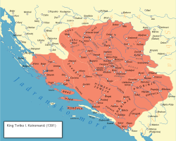 Bosnian Kingdom at the time of Tvrtko's death in 1391.