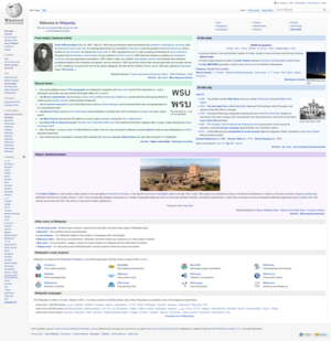 Main page of the English Wikipedia