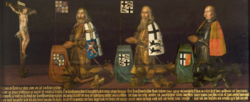 Crucifixion and the first three land commanders of the Bailiwick of Utrecht.png