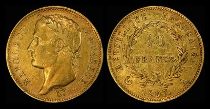 1807 40 gold francs, now depicting Napoleon as Emperor