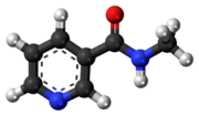 Ball-and-stick model of the nicotinyl methylamide molecule
