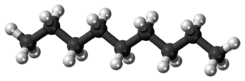 Ball-and-stick model of the nonane molecule