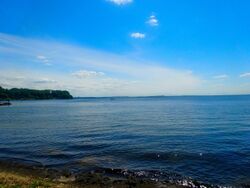 Sunny photo of Lake Mendota in Madison, Wisconsin during the summer.