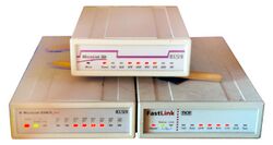 One analog 56k modem and an ISDN modem from ELSA, one ISDN modem TKR FastLink.jpg