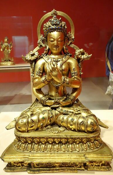 File:Prajnaparamita, Tibet, 15th century, gilt bronze - Berkeley Art Museum and Pacific Film Archive - DSC03998.JPG
