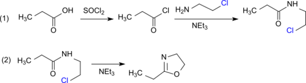 Synthese von 2-Ethyl-2-oxazolin mit Chlorethylamin
