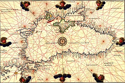 A hand-drawn map of the coast of the Black Sea.