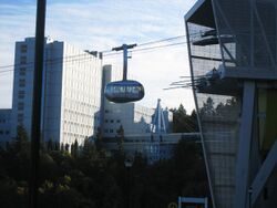 An aerial tram part of a cable car system in Portland