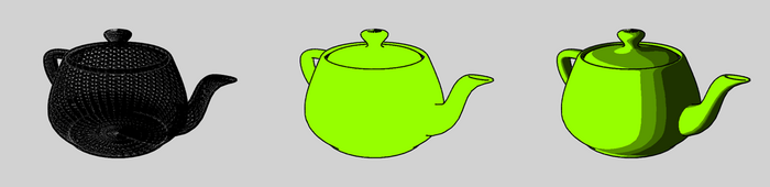The Utah Teapot rendered using cel-shading.