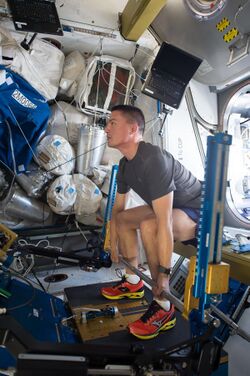 ISS-44 Kjell Lindgren exercises using the Advanced Resistive Exercise Device.jpg