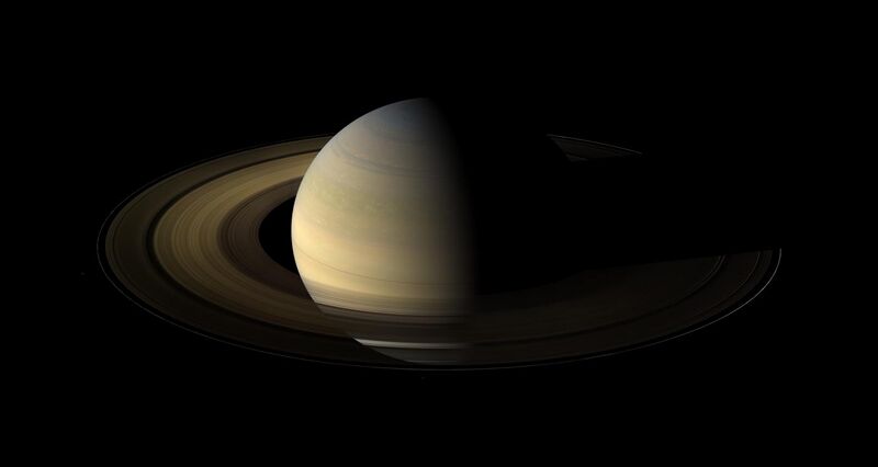 File:Saturn, its rings, and a few of its moons.jpg