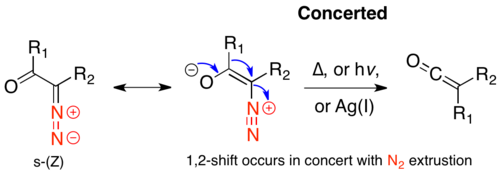 Concerted mechanism from the s-cis conformation.