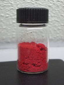 Sample of nanocrystalline cadmium selenide in a vial