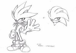 Concept art for the character who would eventually become Silver the Hedgehog. More that fifty designs were made for the character before settling on his final appearance.